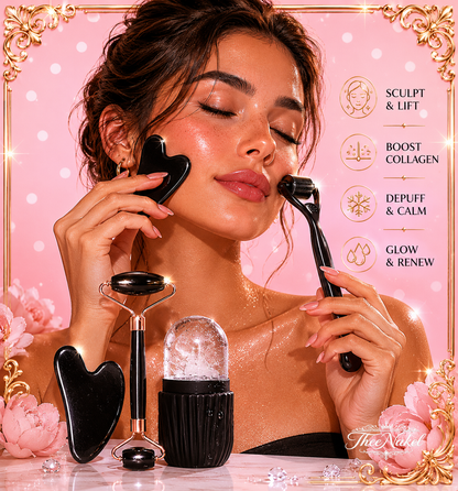 TheeNakel Facial Skincare Ice Roller Set, Gua Sha Facetool Set, Face Massage Roller Lifting Contouring