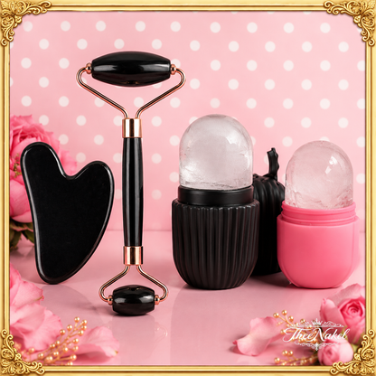 TheeNakel Facial Skincare Ice Roller Set, Gua Sha Facetool Set, Face Massage Roller Lifting Contouring