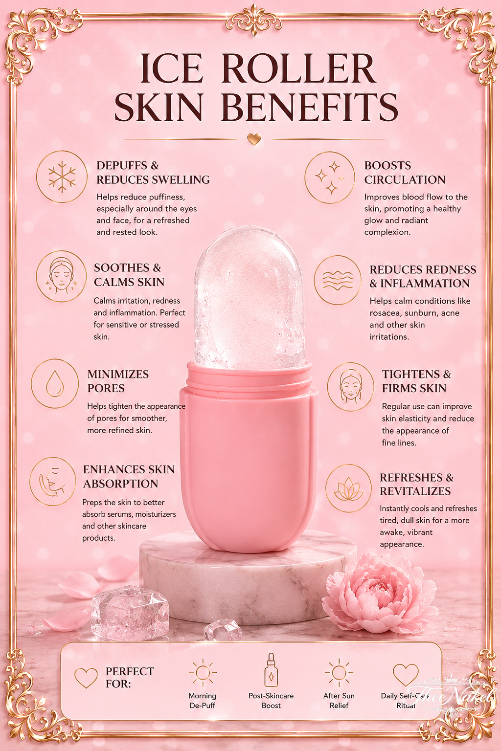 TheeNakel Facial Skincare Ice Roller Set, Gua Sha Facetool Set, Face Massage Roller Lifting Contouring